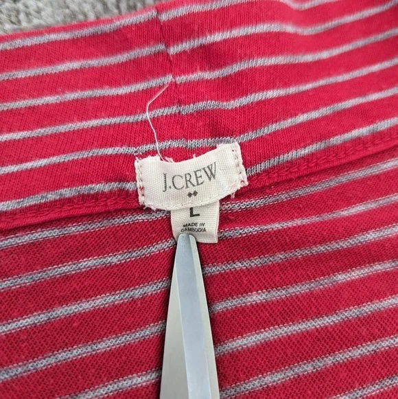 J. Crew Women's Size L Red Striped Open-Front Cardigan Cotton Blend - Picture 4 of 8